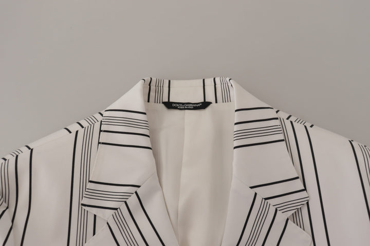 Dolce & Gabbana White Stripes Cotton Single Breasted Blazer