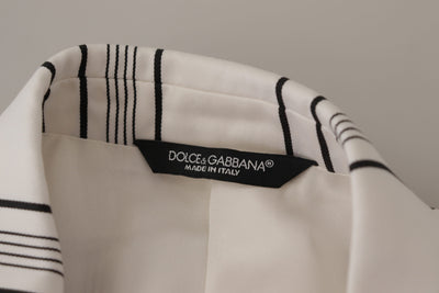 Dolce & Gabbana White Stripes Cotton Single Breasted Blazer