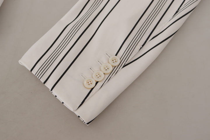 Dolce & Gabbana White Stripes Cotton Single Breasted Blazer