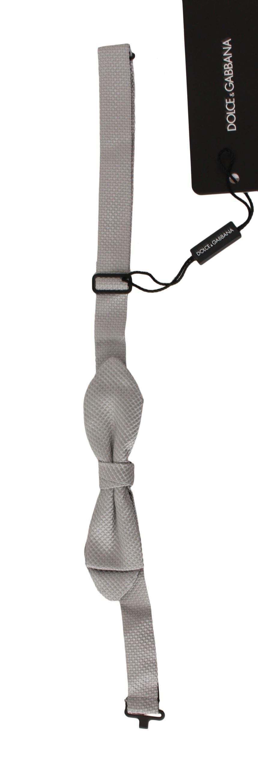 Dolce & Gabbana  Gray 100% Silk Faille Adjustable Neck Bow Tie Papillon #men, Accessories - New Arrivals, Brand_Dolce & Gabbana, Catch, Dolce & Gabbana, feed-agegroup-adult, feed-color-gray, feed-gender-male, feed-size-OS, Gender_Men, Gray, Kogan, Ties & Bowties - Men - Accessories at SEYMAYKA