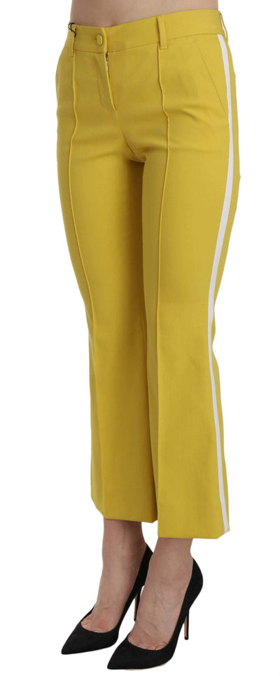 Dolce & Gabbana  Yellow Flared Bootcut Capri Cotton Pants #women, Brand_Dolce & Gabbana, Catch, Dolce & Gabbana, feed-agegroup-adult, feed-color-yellow, feed-gender-female, feed-size-IT36 | XS, Gender_Women, IT36 | XS, Jeans & Pants - Women - Clothing, Kogan, Women - New Arrivals, Yellow at SEYMAYKA