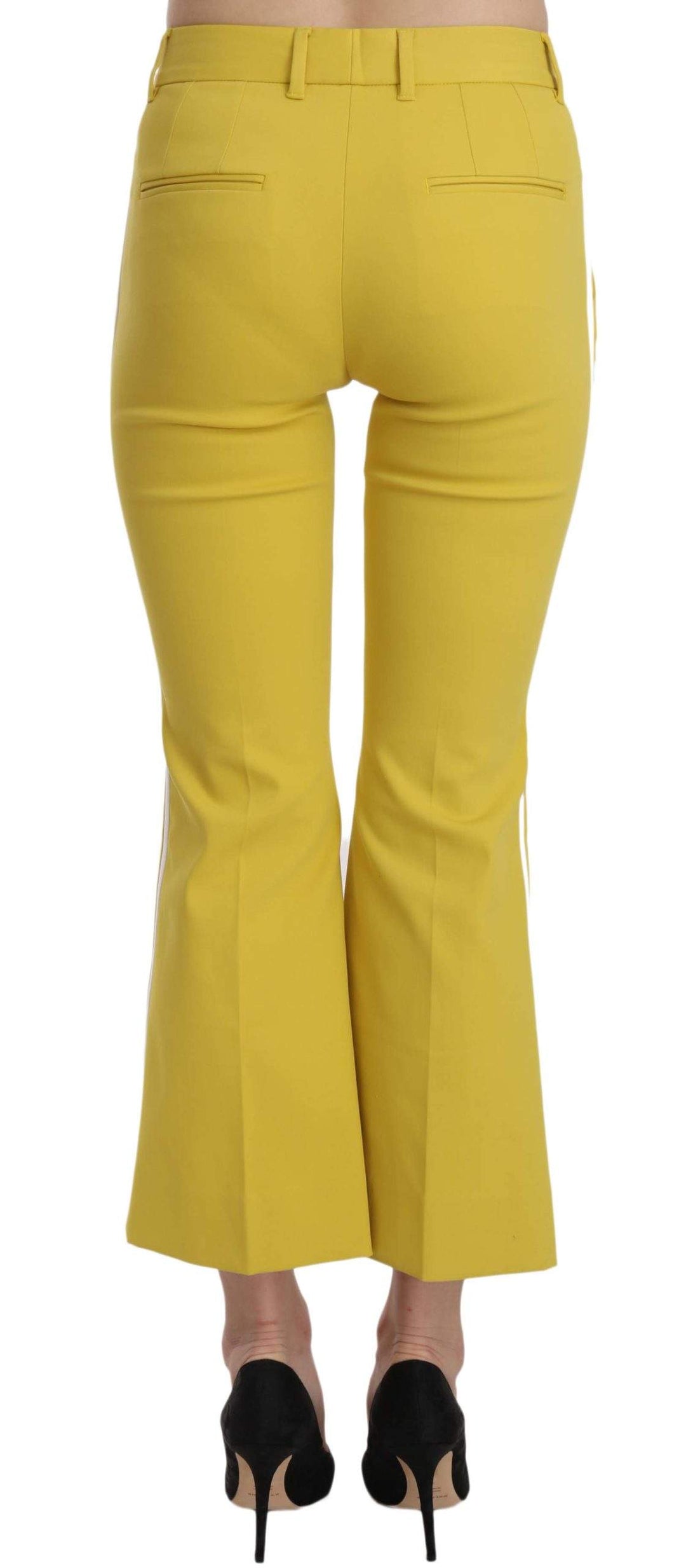 Dolce & Gabbana  Yellow Flared Bootcut Capri Cotton Pants #women, Brand_Dolce & Gabbana, Catch, Dolce & Gabbana, feed-agegroup-adult, feed-color-yellow, feed-gender-female, feed-size-IT36 | XS, Gender_Women, IT36 | XS, Jeans & Pants - Women - Clothing, Kogan, Women - New Arrivals, Yellow at SEYMAYKA