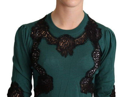 Dolce & Gabbana Green Wool Crewneck Sweater Dolce & Gabbana, feed-agegroup-adult, feed-color-Green, feed-gender-female, Green, IT36|XXS, IT38|XS, IT40|S, IT44|L, IT48 | XL, Sweaters - Women - Clothing at SEYMAYKA