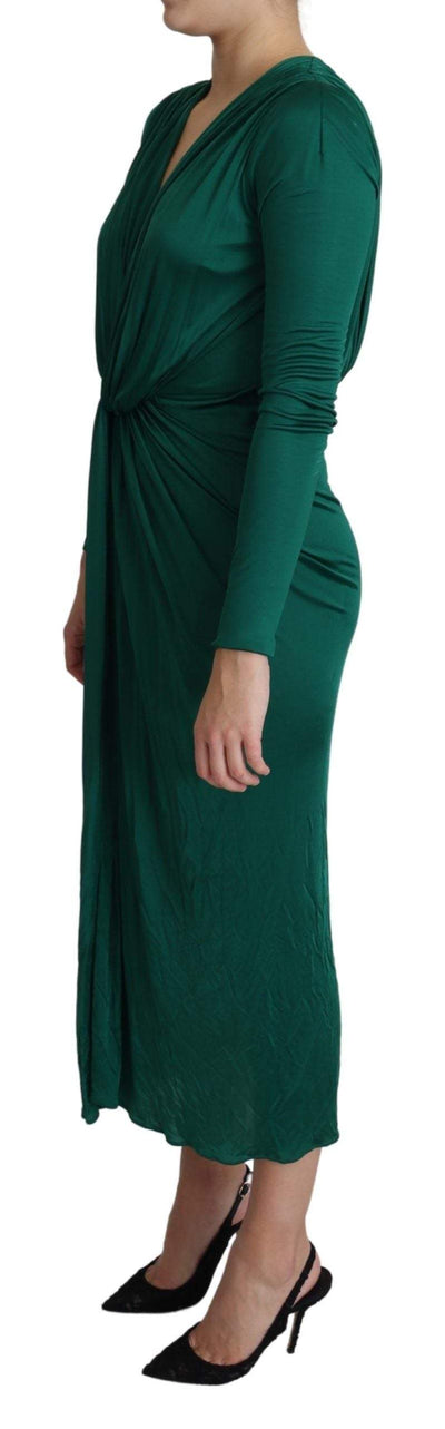 Dolce & Gabbana Green Fitted Silhouette Midi Viscose Dress Dolce & Gabbana, Dresses - Women - Clothing, feed-agegroup-adult, feed-color-Green, feed-gender-female, Green, IT36 | XS, Women - New Arrivals at SEYMAYKA