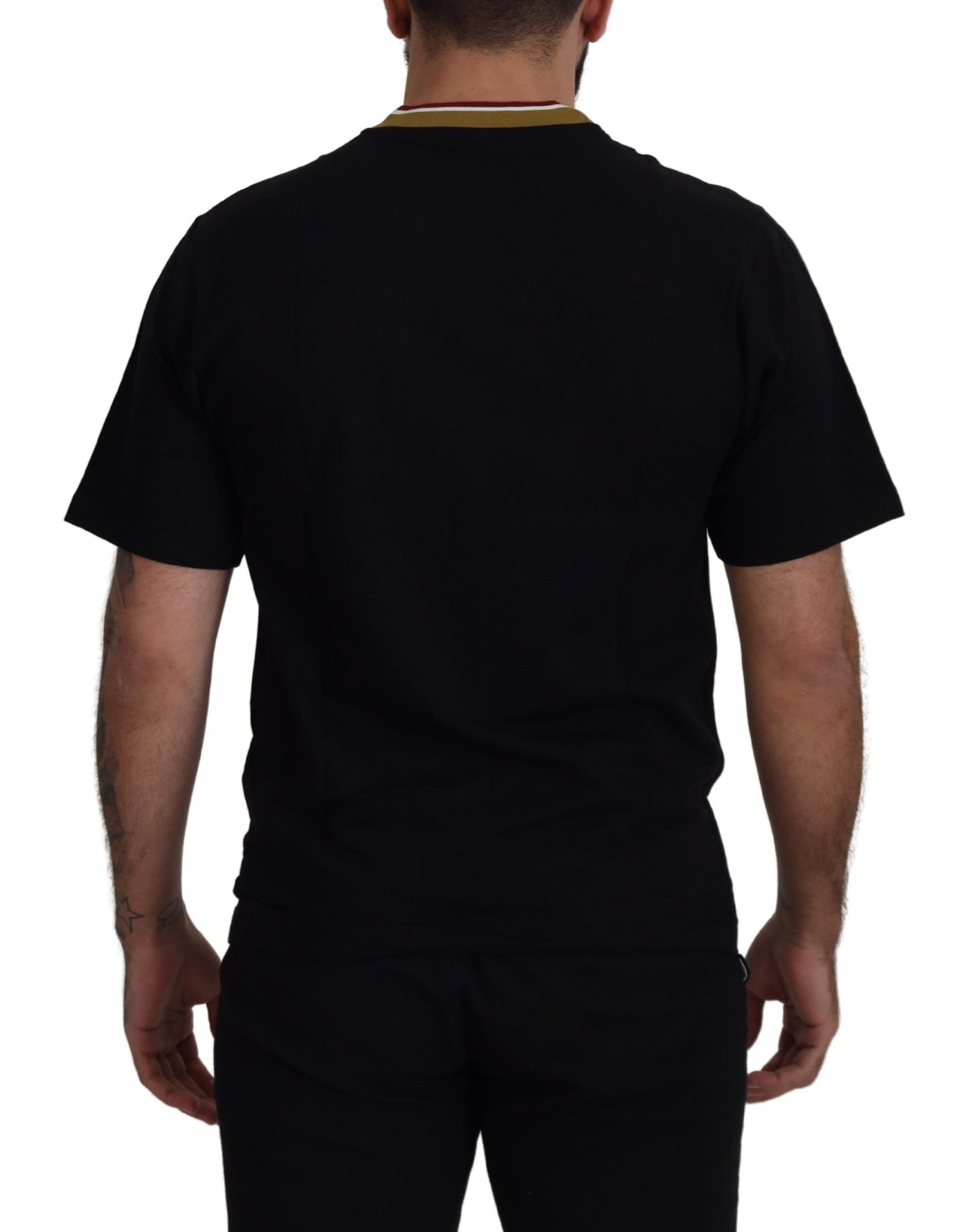 Dolce & Gabbana Black Cotton Embroidered Crewneck T-shirt