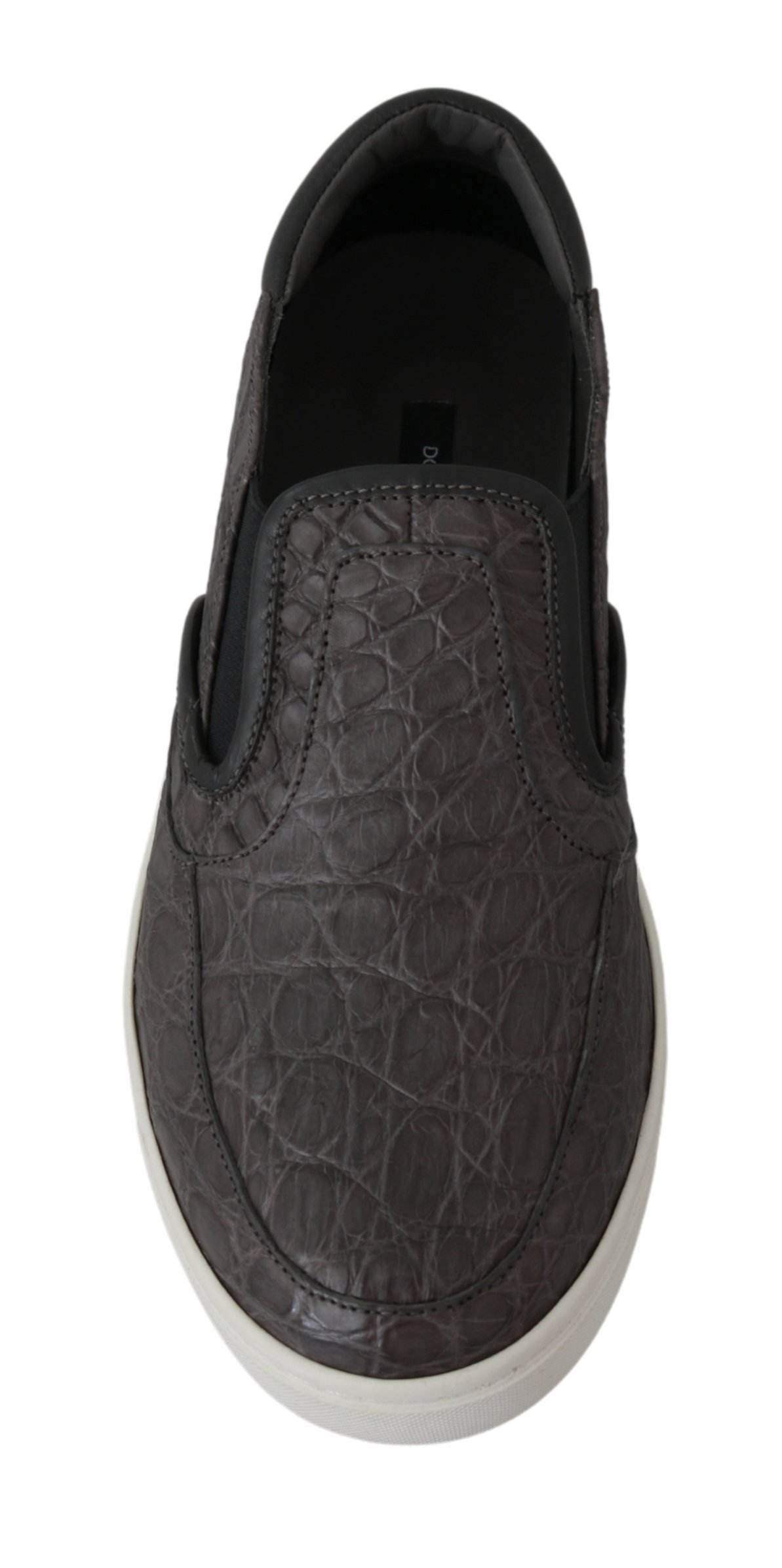 Dolce & Gabbana Gray Leather Flat Caiman Mens Loafers Shoes #men, Brand_Dolce & Gabbana, Catch, Category_Shoes, Dolce & Gabbana, EU39/US6, EU40.5/US7.5, EU40/US7, EU41.5/US8.5, EU41/US8, feed-agegroup-adult, feed-color-gray, feed-gender-male, feed-size-US6, feed-size-US7, feed-size-US7.5, feed-size-US8, feed-size-US8.5, Gender_Men, Gray, Kogan, Loafers - Men - Shoes, Shoes - New Arrivals at SEYMAYKA