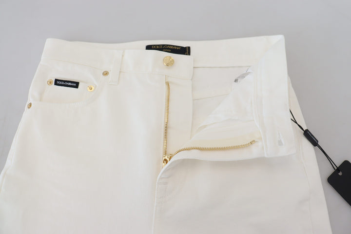 Off White High Waist Skinny Denim Cotton Jeans