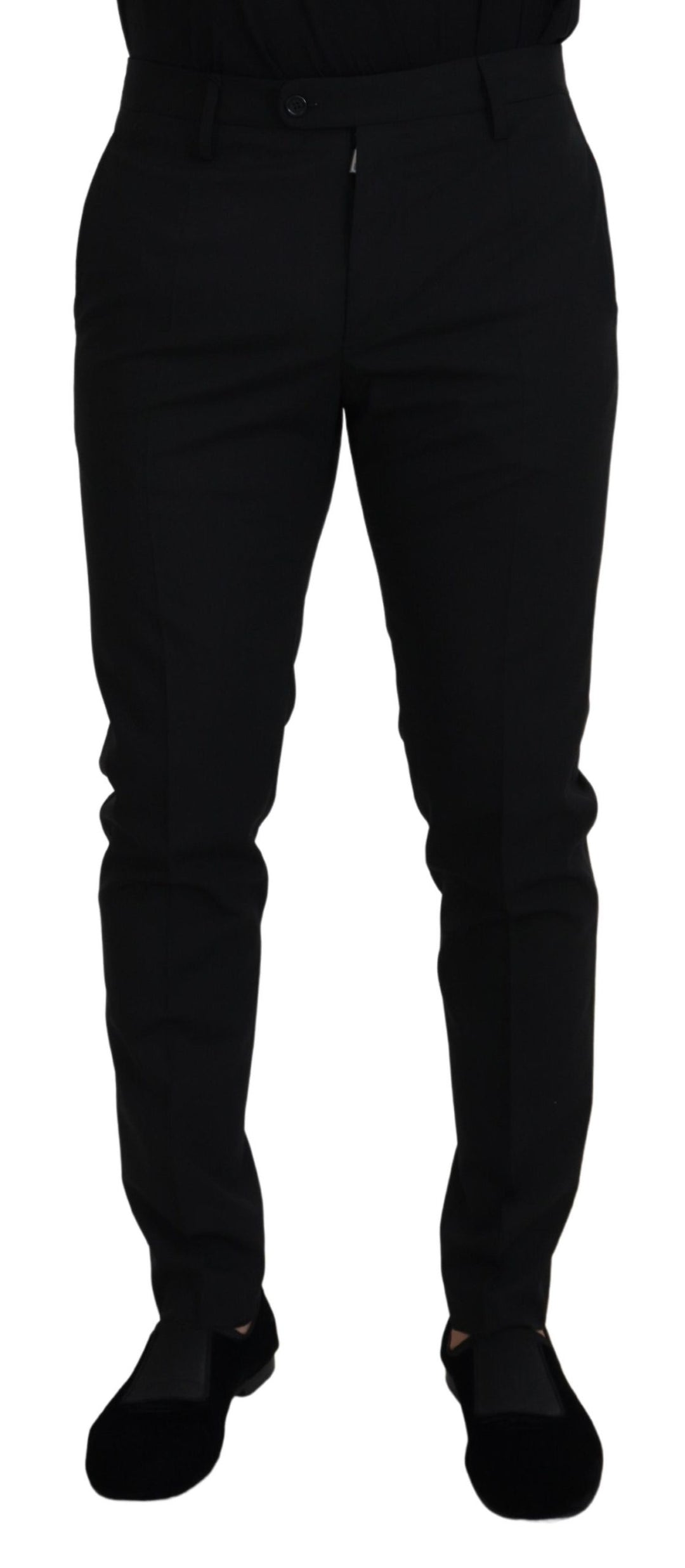 Dolce & Gabbana Black Polyester Chino Formal Pants