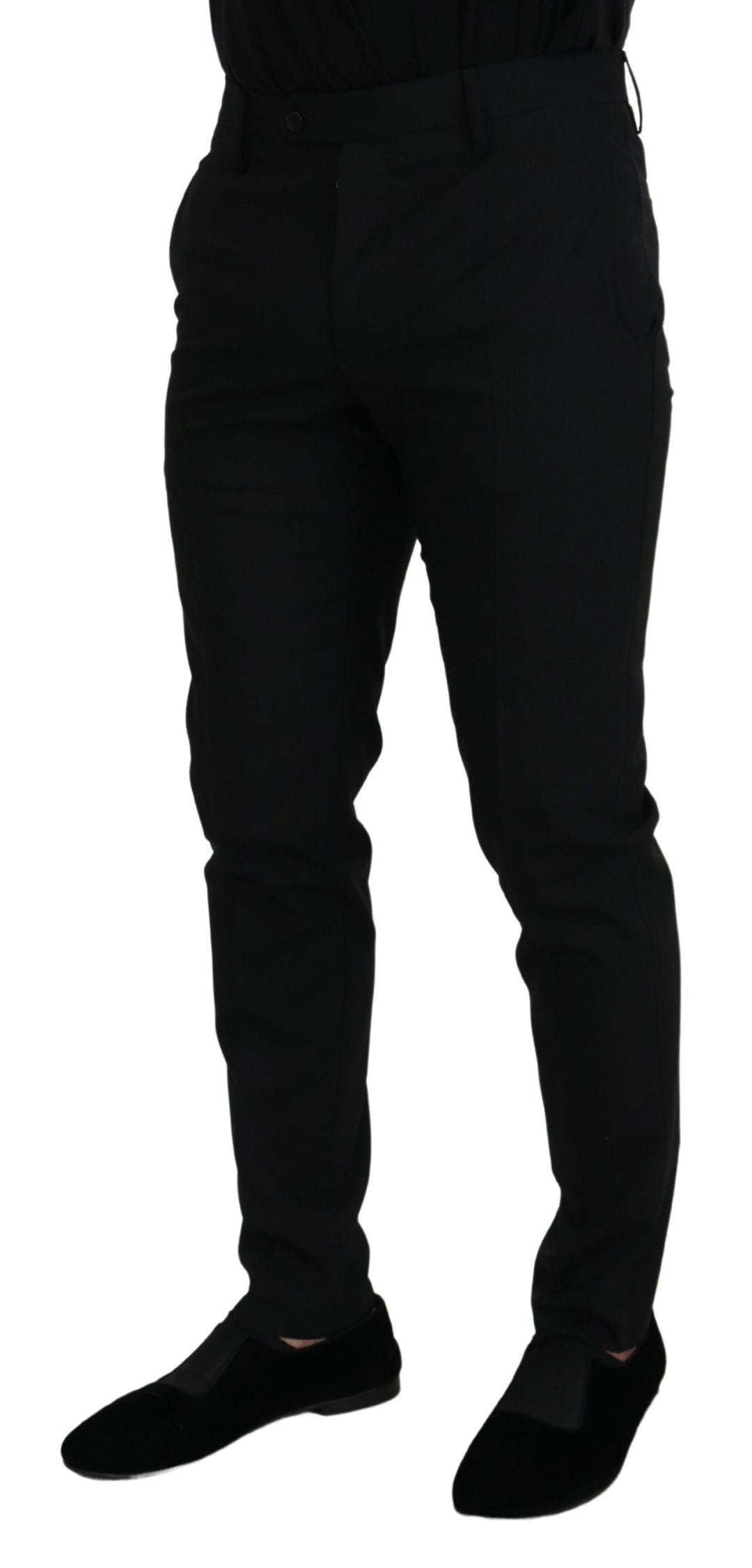 Dolce & Gabbana Black Polyester Chino Formal Pants