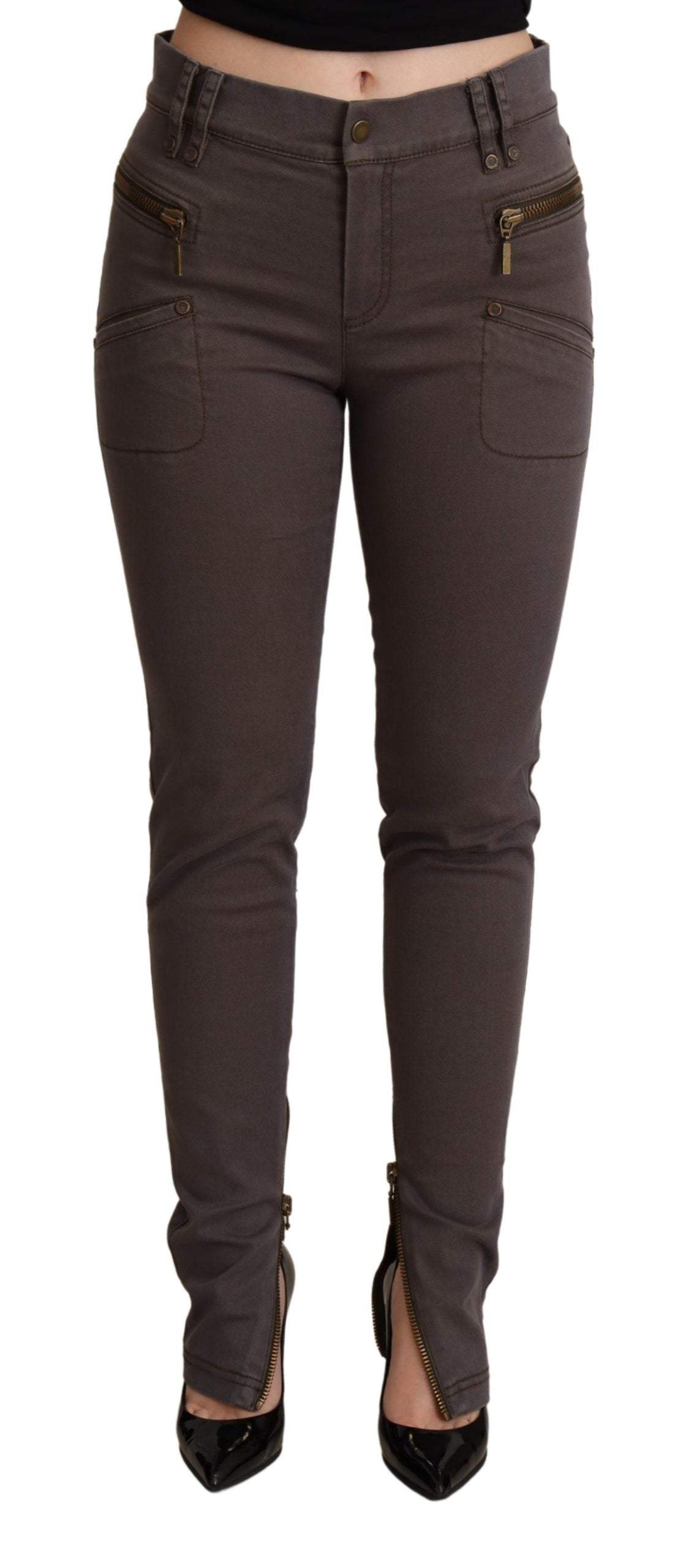 PLEIN SUD  Cotton Stretch Skinny Denim Jeans Brown, feed-agegroup-adult, feed-color-Brown, feed-gender-female, IT38|XS, Jeans & Pants - Women - Clothing, PLEIN SUD at SEYMAYKA