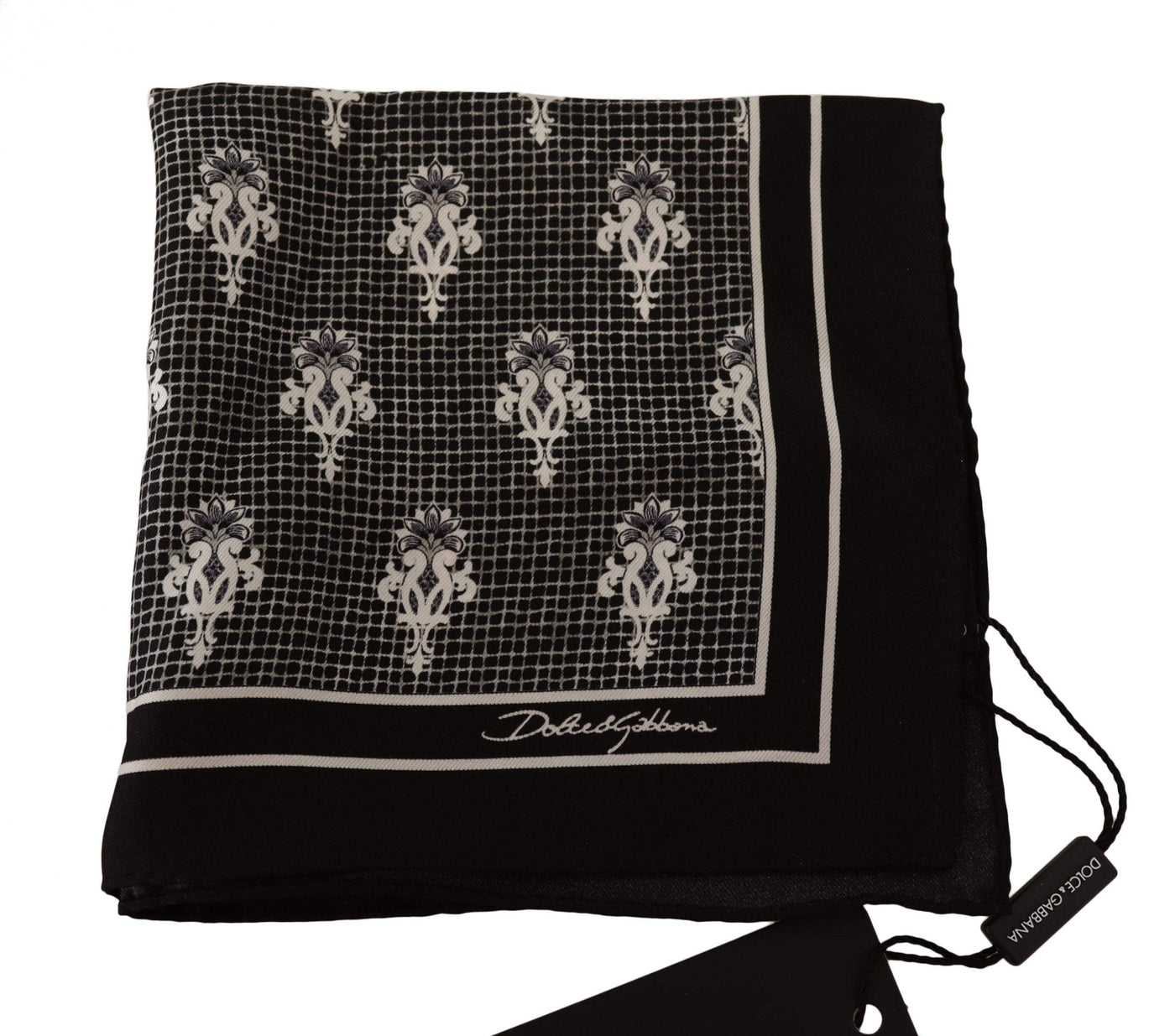 Dolce & Gabbana Black Patterned Square  Handkerchief Scarf #men, Black, Dolce & Gabbana, feed-1, Scarves - Men - Accessories at SEYMAYKA