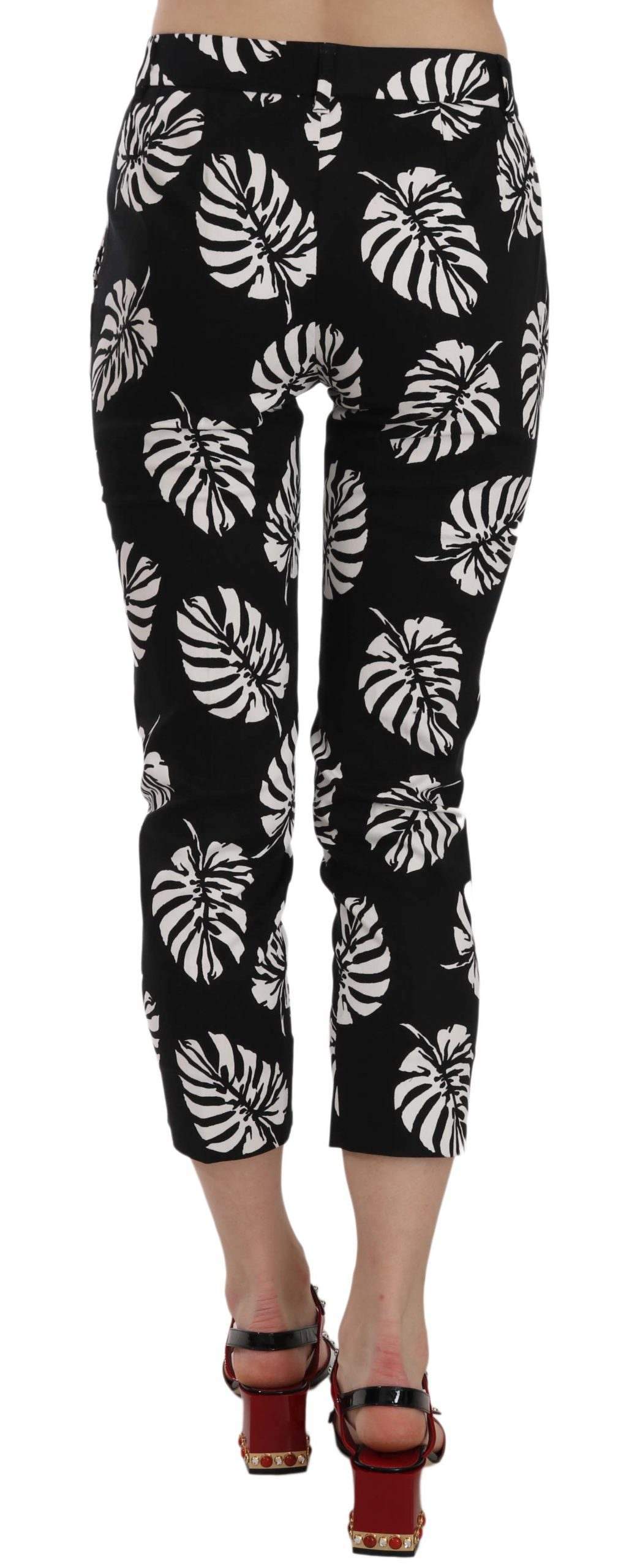 Dolce & Gabbana  Black Palm Leaf Print Skinny Pants #women, Black, Brand_Dolce & Gabbana, Catch, Dolce & Gabbana, feed-agegroup-adult, feed-color-black, feed-gender-female, feed-size-IT38|XS, feed-size-IT42|M, feed-size-IT44|L, feed-size-IT46|XL, Gender_Women, IT36|XXS, IT38|XS, IT42|M, IT44|L, IT46|XL, Jeans & Pants - Women - Clothing, Kogan, Women - New Arrivals at SEYMAYKA
