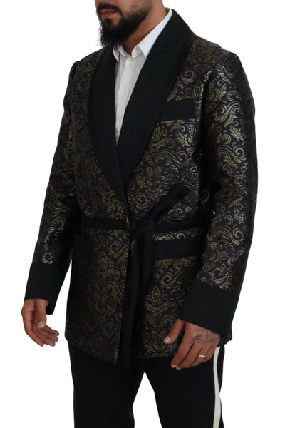 Dolce & Gabbana Gold Purple Baroque Jacket Blazer Robe