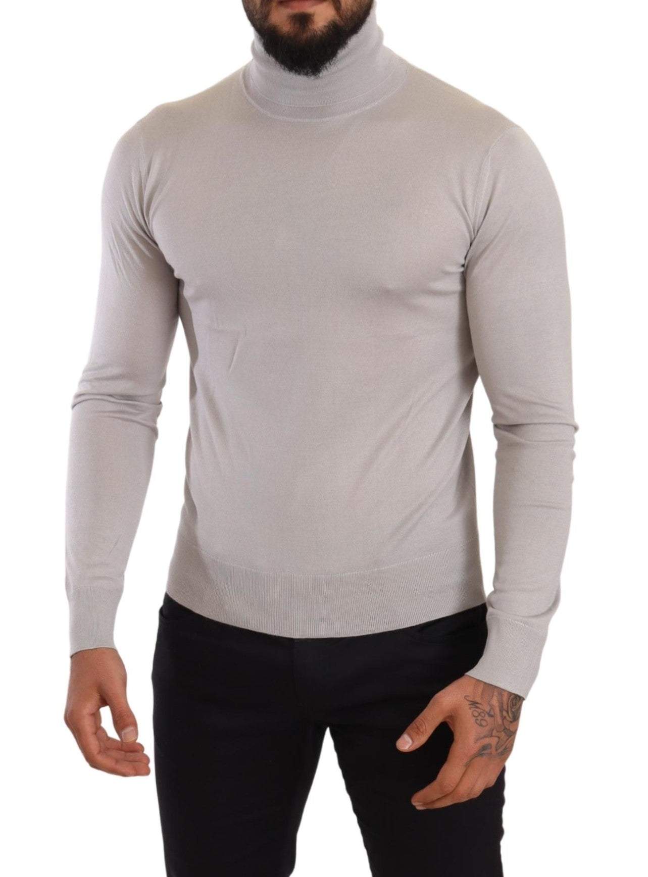 Dolce & Gabbana Gray Cashmere Turtleneck Pullover Sweater #men, Dolce & Gabbana, feed-agegroup-adult, feed-color-Gray, feed-gender-male, Gray, IT46 | S, IT48 | M, IT50 | L, Sweaters - Men - Clothing at SEYMAYKA