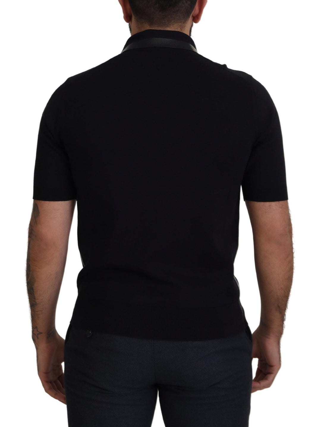 Dolce & Gabbana Black Cotton Silk Polo T-shirt