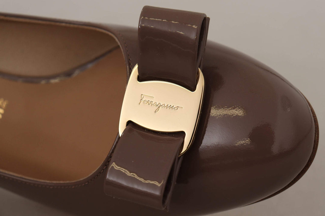 Salvatore Ferragamo Brown Naplak Calf Leather Pumps Brown, EU35.5/US5, EU35/US4.5, EU36.5/US6, EU37/US6.5, EU38.5/US8, EU38/US7.5, EU39/US8.5, feed-1, Pumps - Women - Shoes, Salvatore Ferragamo, Shoes - New Arrivals, Women - New Arrivals at SEYMAYKA