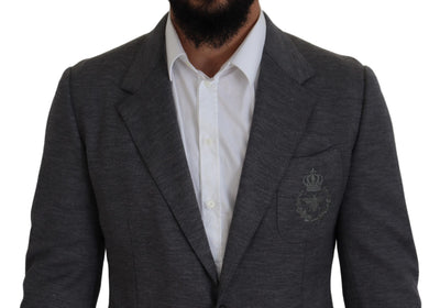 Dolce & Gabbana Gray Wool Stretch Slim Fit Jacket Blazer