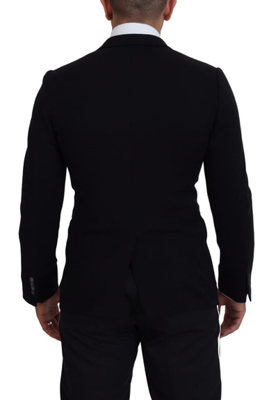 Dolce & Gabbana Black Wool Crown Slim Fit Jacket Blazer