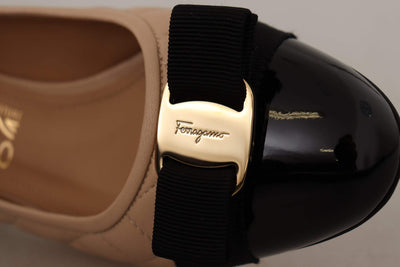 Salvatore Ferragamo Beige and Black Nappa Leather Pumps Beige, EU36.5/US6, EU36/US5.5, EU37/US6.5, EU38.5/US8, EU39.5/US9, EU39/US8.5, feed-1, Pumps - Women - Shoes, Salvatore Ferragamo, Shoes - New Arrivals, Women - New Arrivals at SEYMAYKA