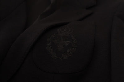 Dolce & Gabbana Black Wool Crown Slim Fit Jacket Blazer