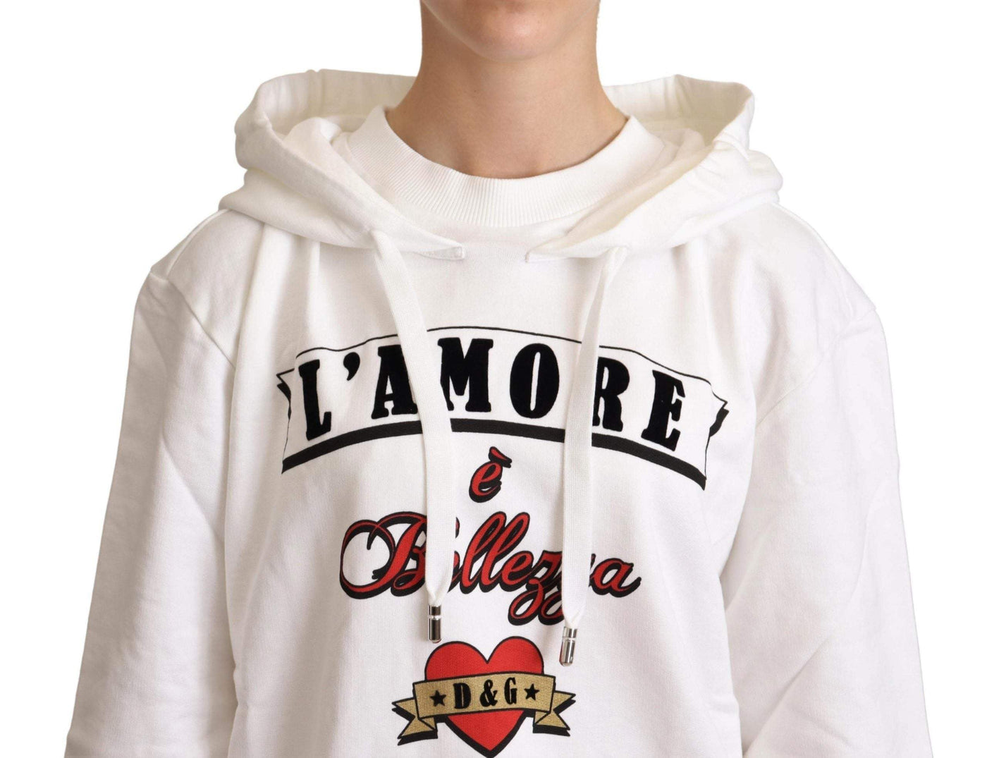 Dolce & Gabbana White L'Amore Hooded Pullover Sweater Dolce & Gabbana, feed-agegroup-adult, feed-color-White, feed-gender-female, IT36|XXS, IT38|XS, IT40|S, IT42|M, IT44|L, IT46|XL, Sweaters - Women - Clothing, White at SEYMAYKA