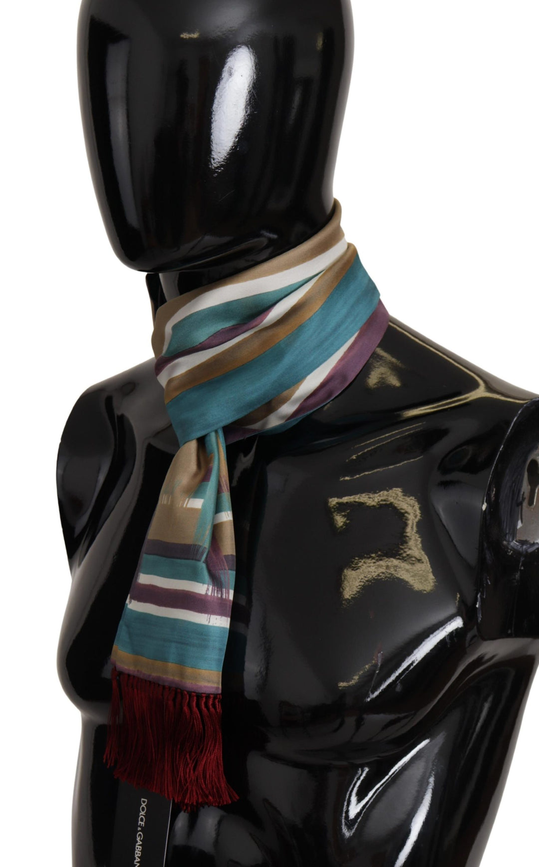 Dolce & Gabbana Multicolor Striped Shwal Fringes Wrap Silk Scarf