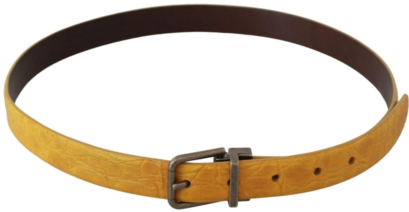 Dolce & Gabbana  Yellow Exotic Skin Leather Grey Buckle Belt #men, 100 cm / 40 Inches, 110 cm / 44 Inches, 90 cm / 36 Inches, 95 cm / 38 Inches, Accessories - New Arrivals, Belts - Men - Accessories, Brand_Dolce & Gabbana, Catch, Dolce & Gabbana, feed-agegroup-adult, feed-color-gray, feed-gender-male, feed-size- 36 Inches, feed-size- 38 Inches, feed-size- 40 Inches, feed-size- 44 Inches, Gender_Men, Gray, Kogan at SEYMAYKA