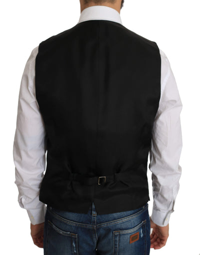 Dolce & Gabbana  Black Silk Dress Waistcoat #men, Black, Brand_Dolce & Gabbana, Catch, Dolce & Gabbana, feed-agegroup-adult, feed-color-black, feed-gender-male, feed-size-IT48 | M, feed-size-IT54 | XXL, Gender_Men, IT48 | M, Kogan, Men - New Arrivals, Vests - Men - Clothing at SEYMAYKA