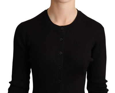 Dolce & Gabbana Black Cashmere Button Down Cardigan Sweater Black, Dolce & Gabbana, feed-agegroup-adult, feed-color-Black, feed-gender-female, IT44|L, IT48|XXL, Sweaters - Women - Clothing at SEYMAYKA