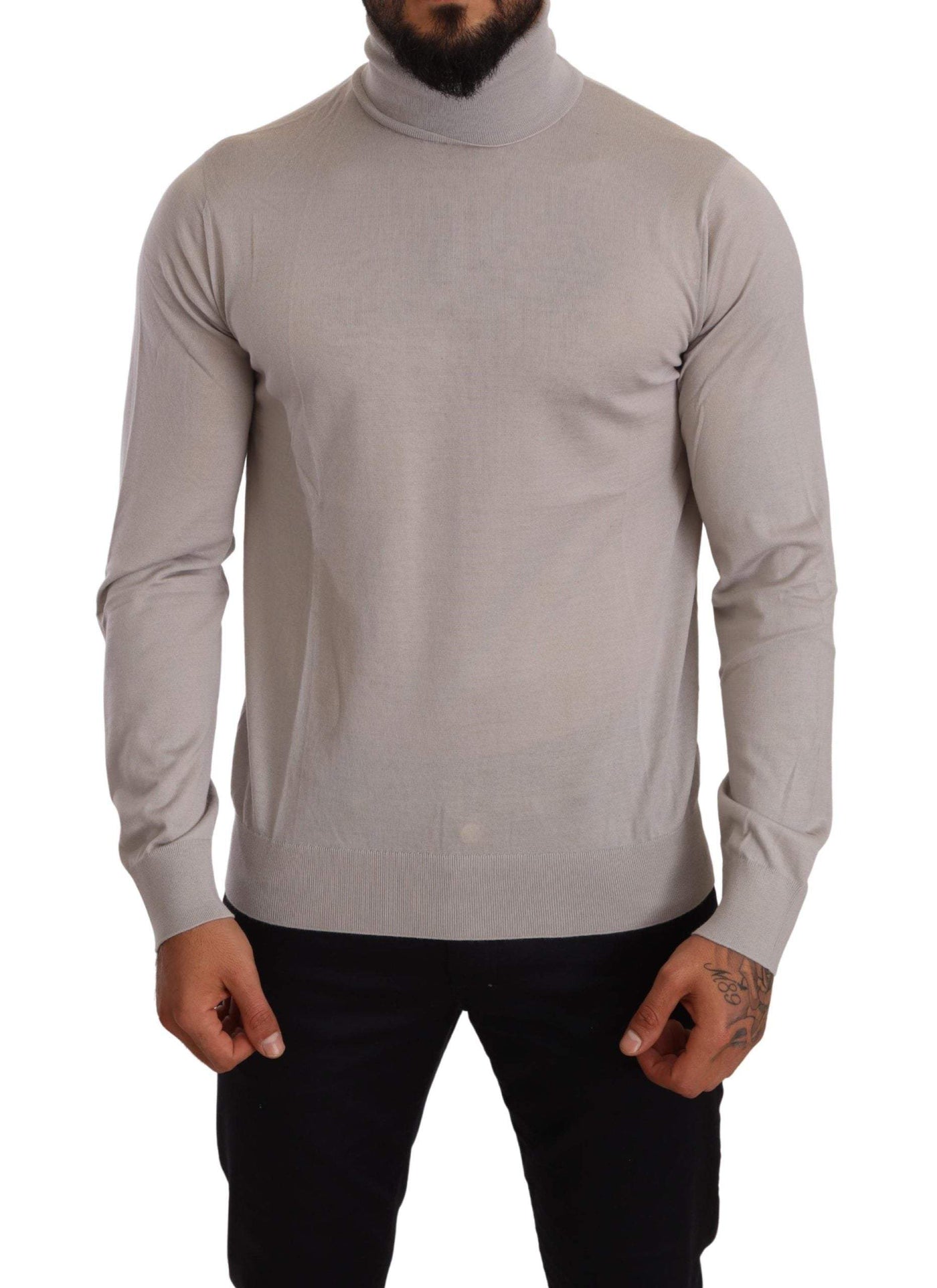 Dolce & Gabbana Gray Cashmere Turtleneck Pullover Sweater #men, Dolce & Gabbana, feed-agegroup-adult, feed-color-Blue, feed-gender-male, IT48 | M, IT50 | L, Light Blue, Sweaters - Men - Clothing at SEYMAYKA