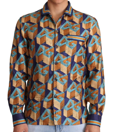 Dolce & Gabbana Multicolor DG Logo Silk Mens Top Shirt #men, Dolce & Gabbana, feed-agegroup-adult, feed-color-Multicolor, feed-gender-male, IT37 | XS, IT38 | XXS, Multicolor, Shirts - Men - Clothing at SEYMAYKA