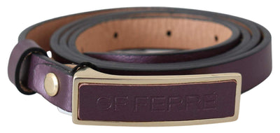 GF Ferre Gold Logo Buckle Waist Leather Skinny Belt #women, 90 cm / 36 Inches, Accessories - New Arrivals, Belts - Women - Accessories, Bordeaux, feed-agegroup-adult, feed-color-bordeaux, feed-gender-female, GF Ferre at SEYMAYKA