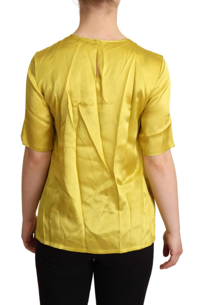 Dolce & Gabbana Yellow Silk Short Sleeve Blouse T-shirt Dolce & Gabbana, feed-agegroup-adult, feed-color-Yellow, feed-gender-female, IT38|XS, IT42|M, IT44|L, IT46|XL, Tops & T-Shirts - Women - Clothing, Yellow at SEYMAYKA