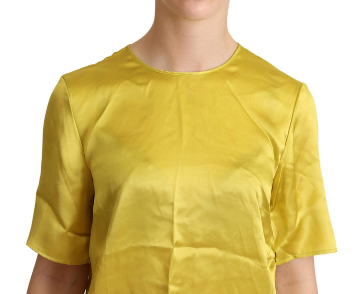 Dolce & Gabbana Yellow Silk Short Sleeve Blouse T-shirt Dolce & Gabbana, feed-agegroup-adult, feed-color-Yellow, feed-gender-female, IT38|XS, IT42|M, IT44|L, IT46|XL, Tops & T-Shirts - Women - Clothing, Yellow at SEYMAYKA