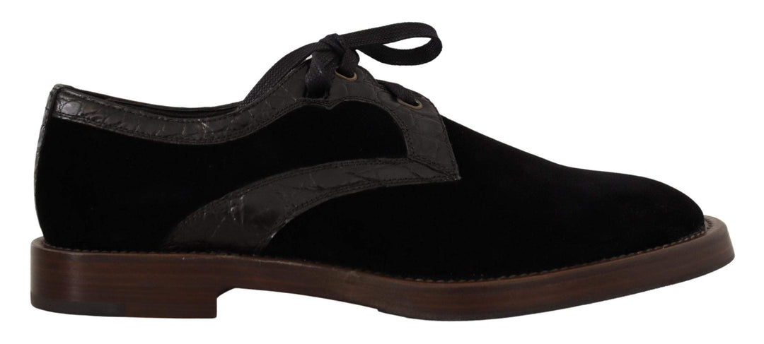 Dolce & Gabbana Black Velvet Exotic Leather Shoes #men, Black, Dolce & Gabbana, EU44/US11, feed-1, Formal - Men - Shoes at SEYMAYKA
