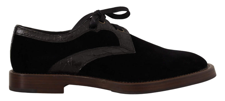 Dolce & Gabbana Black Velvet Exotic Leather Shoes #men, Black, Dolce & Gabbana, EU44/US11, feed-1, Formal - Men - Shoes at SEYMAYKA