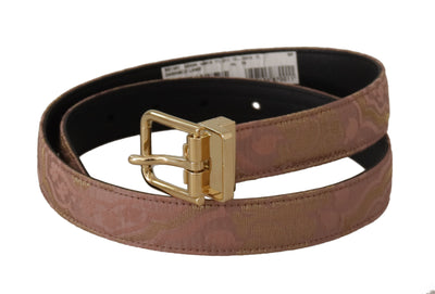 Dolce & Gabbana Rose Gold Leather Logo Engraved Metal Buckle Belt
