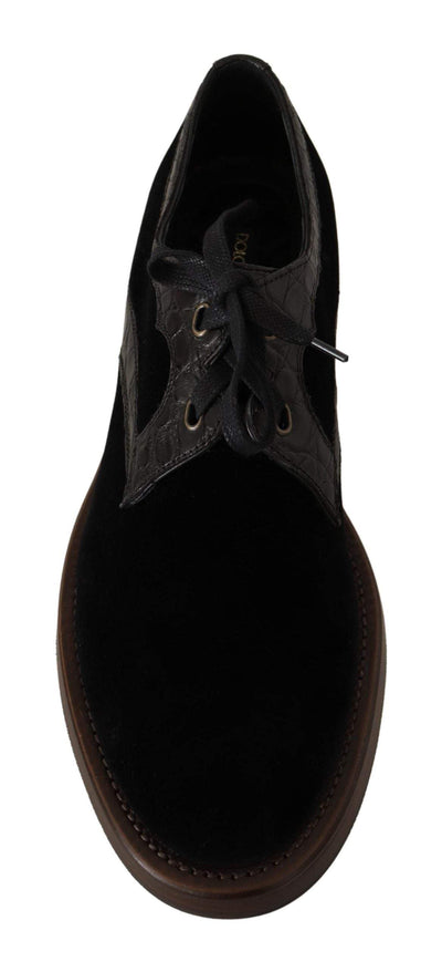 Dolce & Gabbana Black Velvet Exotic Leather Shoes #men, Black, Dolce & Gabbana, EU44/US11, feed-1, Formal - Men - Shoes at SEYMAYKA