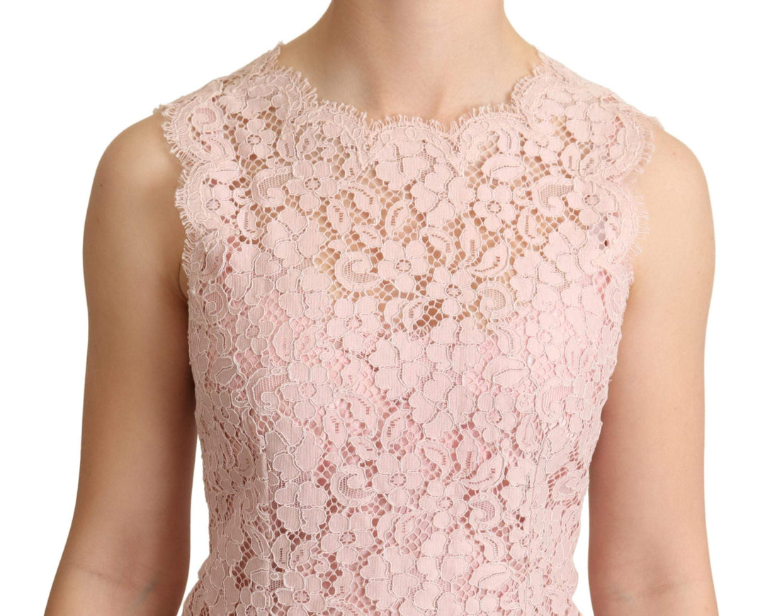 Dolce & Gabbana Pink Floral Lace Sleeveless Tank Blouse Top Dolce & Gabbana, feed-agegroup-adult, feed-color-Pink, feed-gender-female, IT38|XS, IT40|S, Pink, Tops & T-Shirts - Women - Clothing at SEYMAYKA