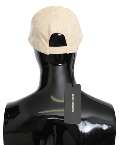 Dolce & Gabbana White Lamb Skin 100% Leather Baseball Hat #men, 57 cm|S, Accessories - New Arrivals, Brand_Dolce & Gabbana, Dolce & Gabbana, feed-agegroup-adult, feed-color-white, feed-gender-male, feed-size-57 cm|S, Gender_Men, Hats & Caps - Men - Accessories, White at SEYMAYKA