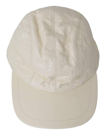 Dolce & Gabbana White Lamb Skin 100% Leather Baseball Hat #men, 57 cm|S, Accessories - New Arrivals, Brand_Dolce & Gabbana, Dolce & Gabbana, feed-agegroup-adult, feed-color-white, feed-gender-male, feed-size-57 cm|S, Gender_Men, Hats & Caps - Men - Accessories, White at SEYMAYKA