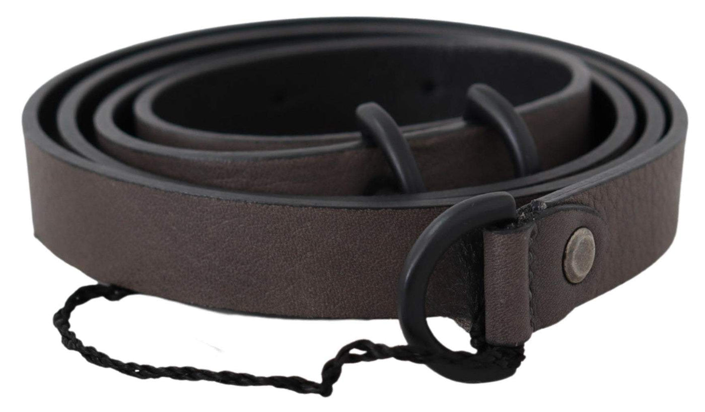 Costume National Brown Leather Skinny Round Buckle Belt #women, 100 cm / 40 Inches, Accessories - New Arrivals, Belts - Women - Accessories, Brown, Costume National, feed-agegroup-adult, feed-color-brown, feed-gender-female at SEYMAYKA