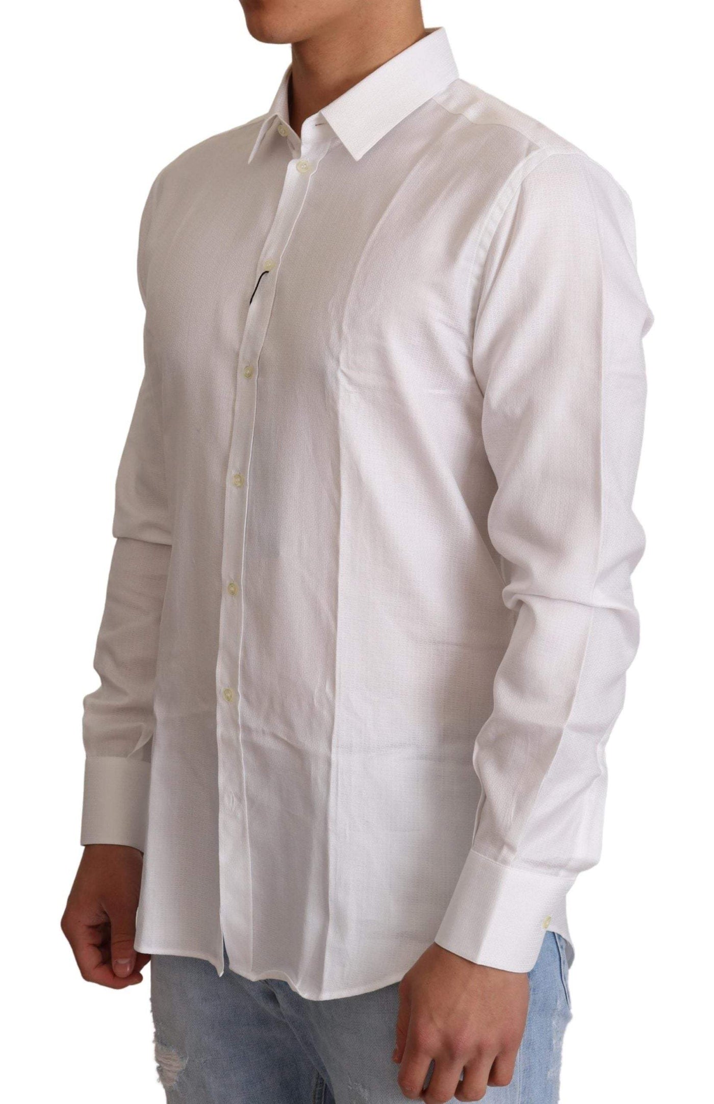 Dolce & Gabbana White Cotton Dress Formal MARTINI Shirt #men, Dolce & Gabbana, feed-agegroup-adult, feed-color-White, feed-gender-male, IT40 | M, IT41 | L, Shirts - Men - Clothing, White at SEYMAYKA
