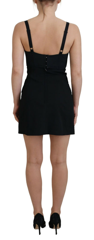 Black Fit Wool Stretch Sheath Mini Dress