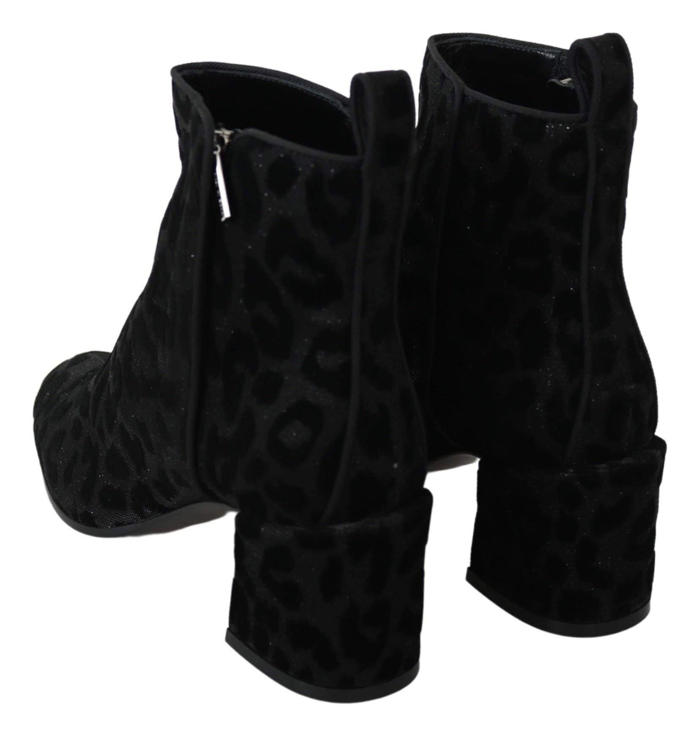 Dolce & Gabbana Black Leopard Short Boots Zipper Shoes #women, Black, Boots - Women - Shoes, Brand_Dolce & Gabbana, Dolce & Gabbana, EU36.5/US6, EU37.5/US7, EU38.5/US8, EU39.5/US9, feed-agegroup-adult, feed-color-black, feed-gender-female, feed-size-US6, feed-size-US7, feed-size-US8, feed-size-US9, Gender_Women, Shoes - New Arrivals at SEYMAYKA