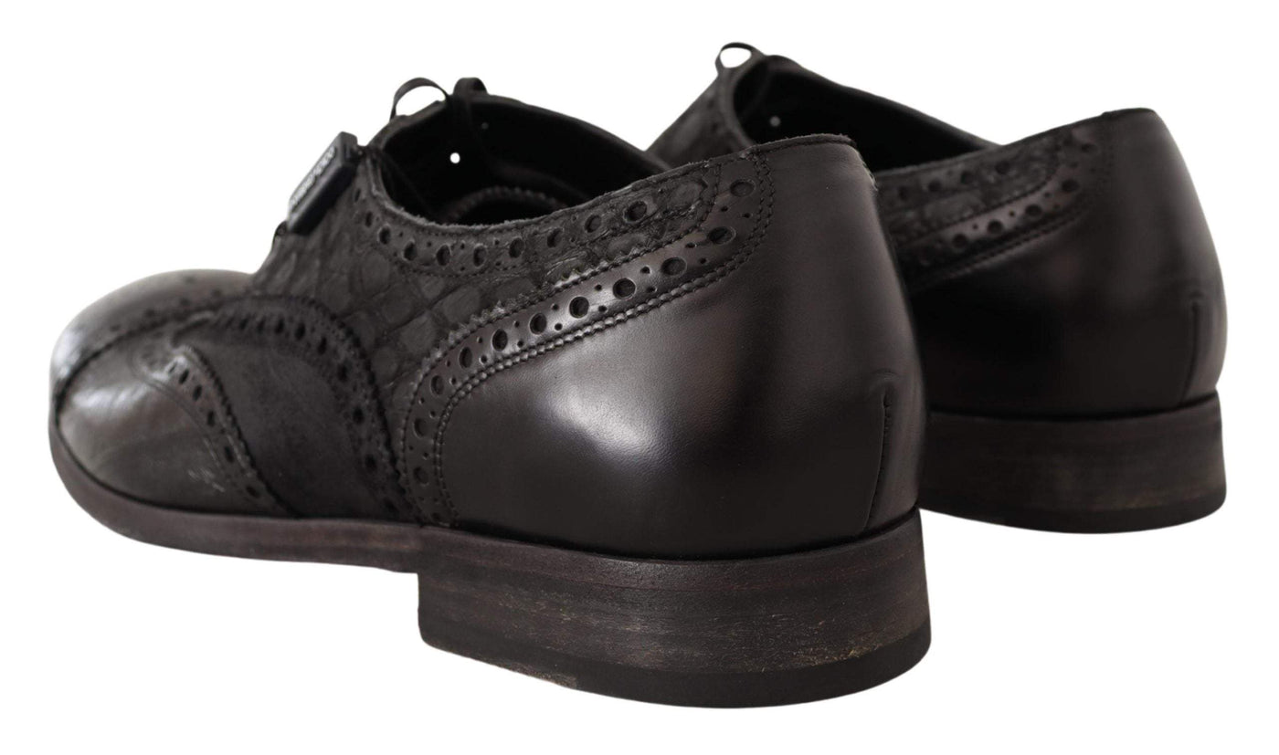 Dolce & Gabbana Black Leather Brogue Wing Tip Men Formal Shoes #men, Black, Dolce & Gabbana, EU43/US10, feed-agegroup-adult, feed-color-Black, feed-gender-male, Loafers - Men - Shoes at SEYMAYKA