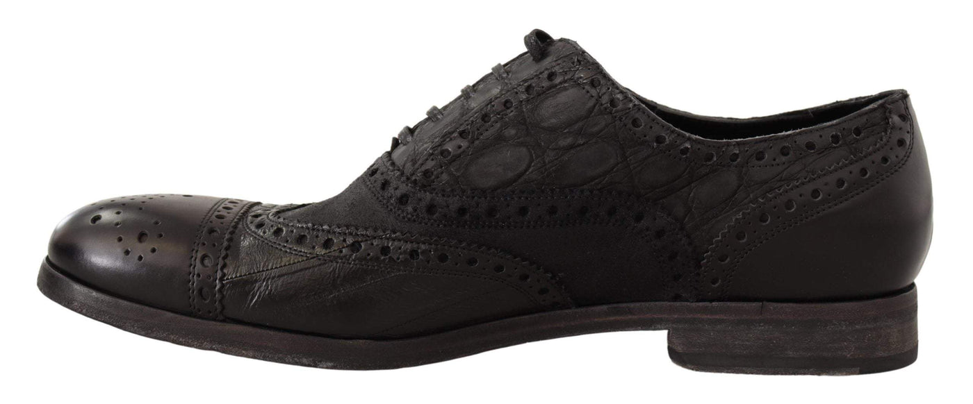 Dolce & Gabbana Black Leather Brogue Wing Tip Men Formal Shoes #men, Black, Dolce & Gabbana, EU43/US10, feed-agegroup-adult, feed-color-Black, feed-gender-male, Loafers - Men - Shoes at SEYMAYKA