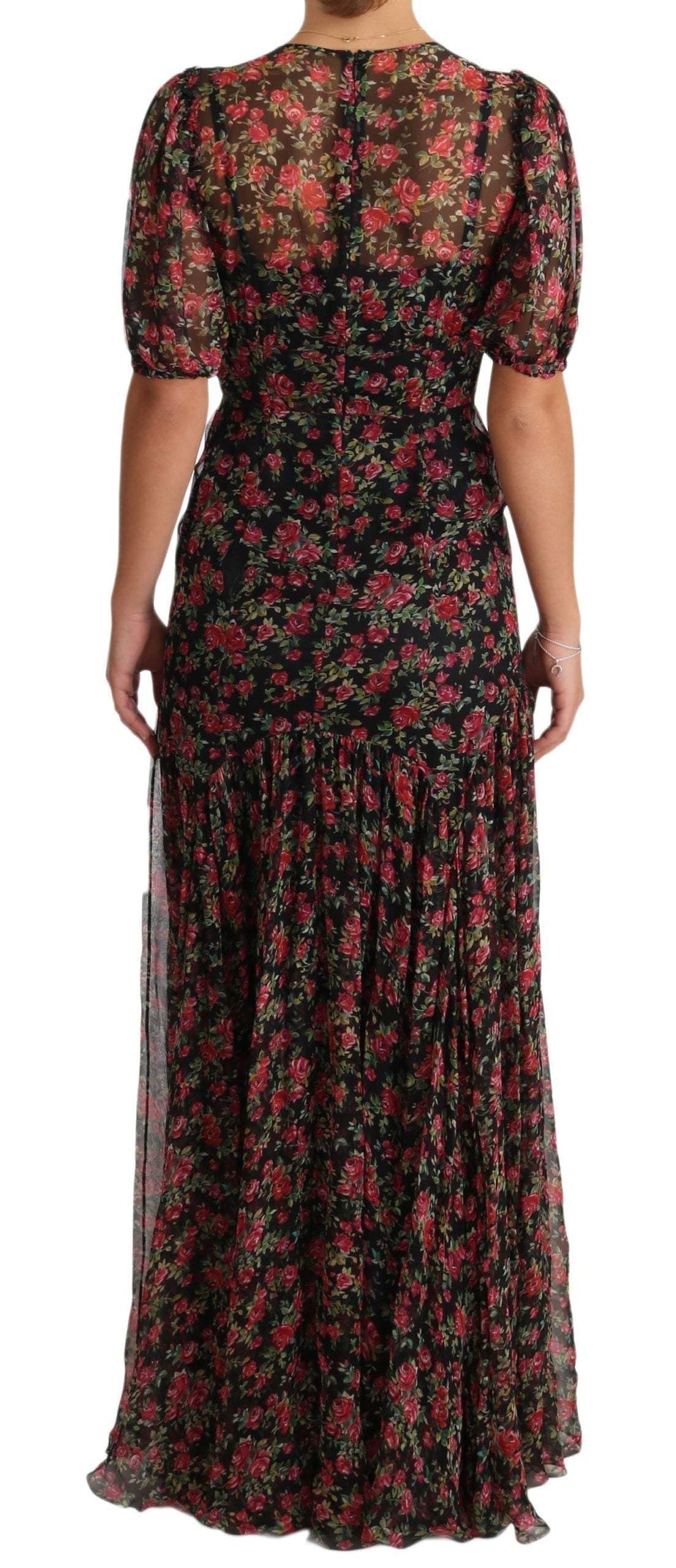 Dolce & Gabbana  Black Floral Roses A-Line Shift Gown Dress #women, Black, Brand_Dolce & Gabbana, Catch, Clothing_Dress, Dolce & Gabbana, Dresses - Women - Clothing, feed-agegroup-adult, feed-color-black, feed-gender-female, feed-size-IT38|XS, Gender_Women, IT38|XS, Kogan, Women - New Arrivals at SEYMAYKA