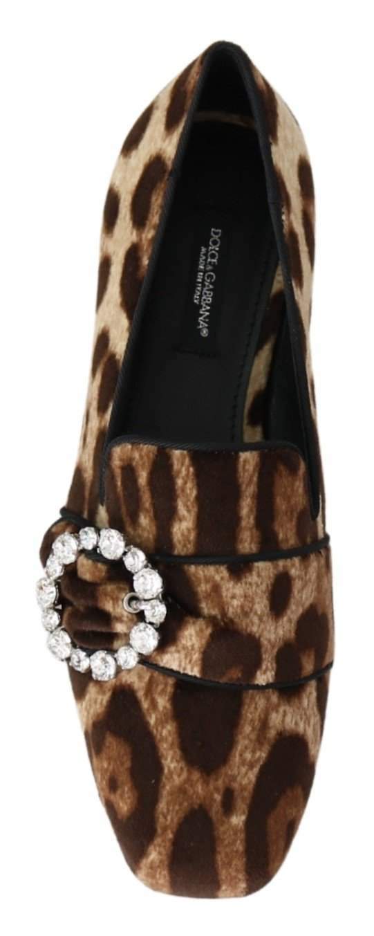 Dolce & Gabbana Brown Leopard Print Crystals Loafers Flats Shoes #women, Brand_Dolce & Gabbana, Brown, Dolce & Gabbana, EU35/US4.5, EU37.5/US7, feed-agegroup-adult, feed-color-brown, feed-gender-female, feed-size-US4.5, feed-size-US7, Flat Shoes - Women - Shoes, Gender_Women, Shoes - New Arrivals at SEYMAYKA