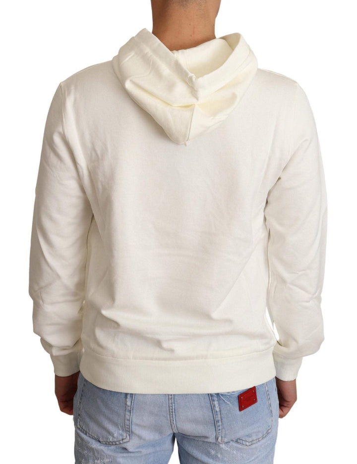 Dolce & Gabbana White King Ceasar Cotton Hooded Sweater #men, Dolce & Gabbana, feed-agegroup-adult, feed-color-White, feed-gender-male, IT44 | XS, IT46 | S, IT50 | L, Sweaters - Men - Clothing, White at SEYMAYKA